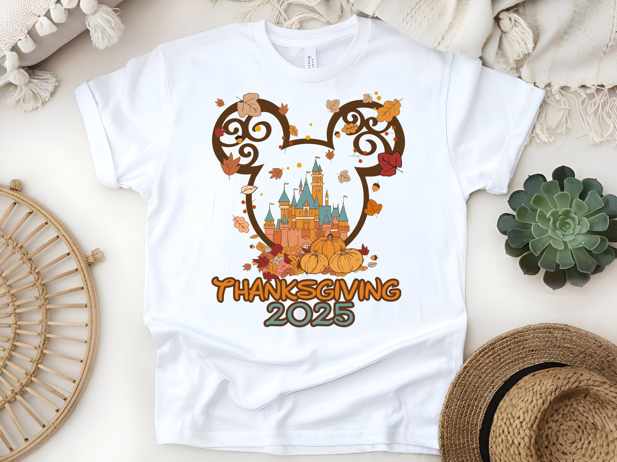 Thanksgiving 2025 Disney Shirt, Mickey and Minnie Castle Tee, Family Matching Fall Shirts, Disney Trip Thanksgiving Outfit