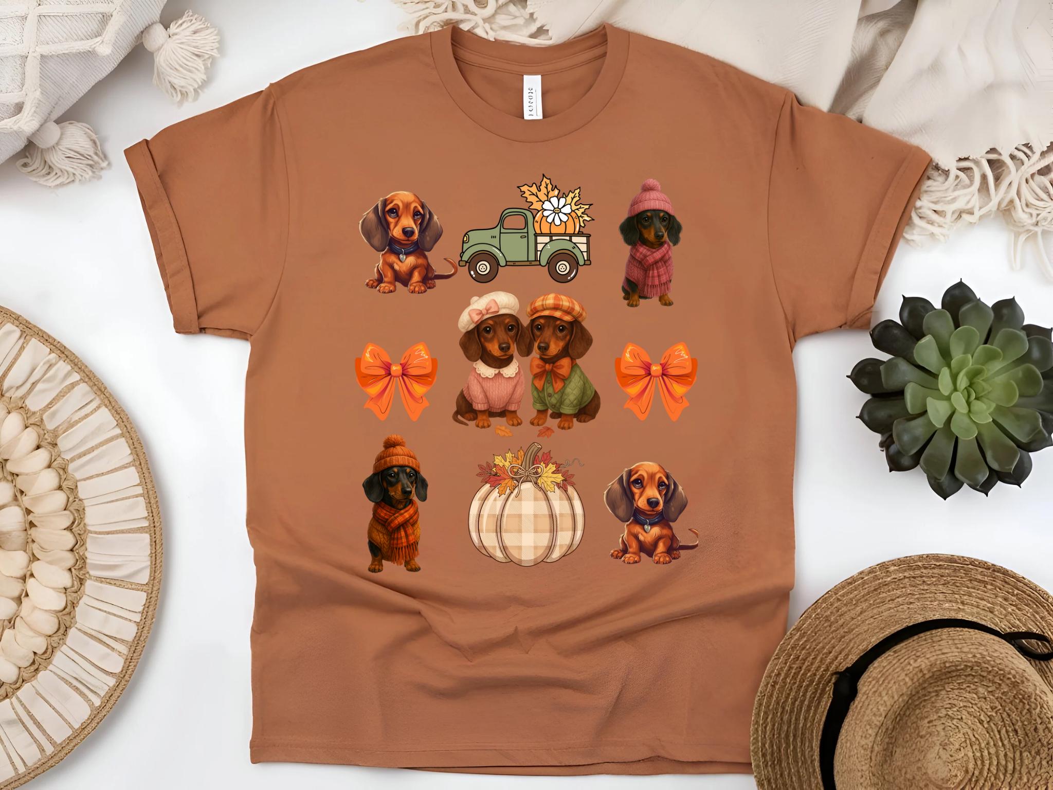 Dachshund Fall Shirt, Cute Dachshund Thanksgiving Shirt, Dachshund Coquette Shirt, Doxie Dog Autumn Tee, Cozy Sausage Dog Shirt, Pet Lover
