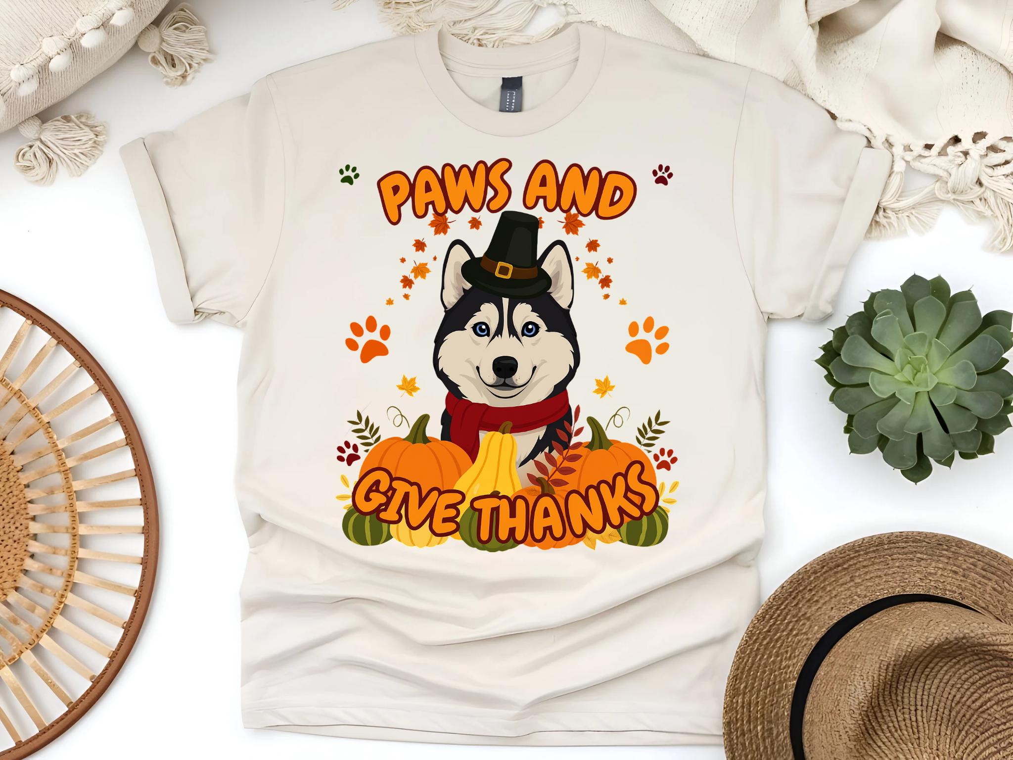 Husky Fall Shirt, Husky Fall T-Shirt, Husky Give Thanks, Husky Dog Autumn Tee, Cozy Husky Dog Shirt, Husky Shirt