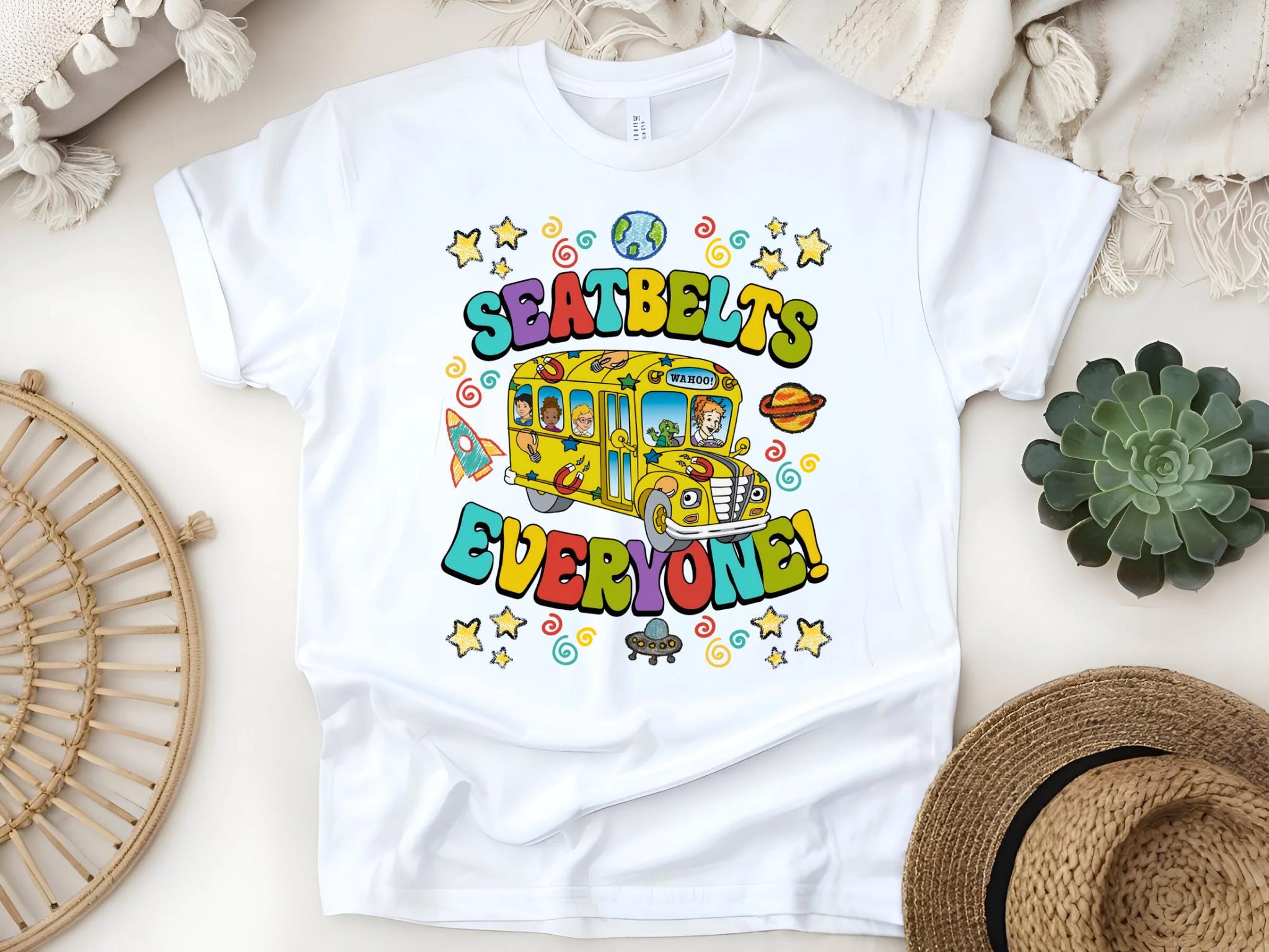 Magic School Bus Teacher Shirt, Seat Belts Everyone Sweatshirt, Teacher Gift, Retro Classroom T-ShirtShirt, Back to School Teacher Shirt