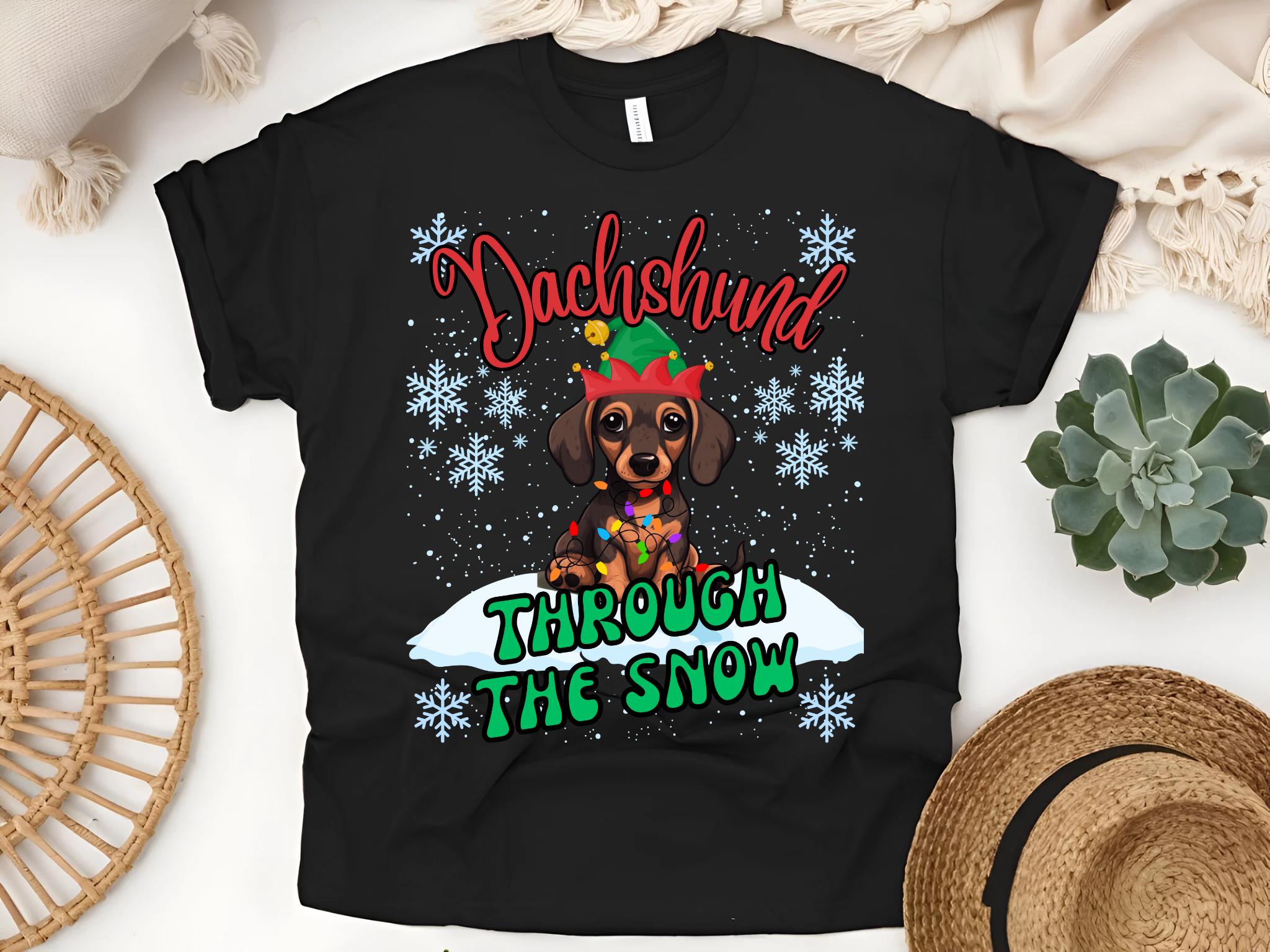 Dachshund Christmas Shirt, Cute Dachshund in the Snow T-shirt, Dachshund Christmas Shirt, Dog Christmas Shirt, Xmas Sausage Dog Shirt
