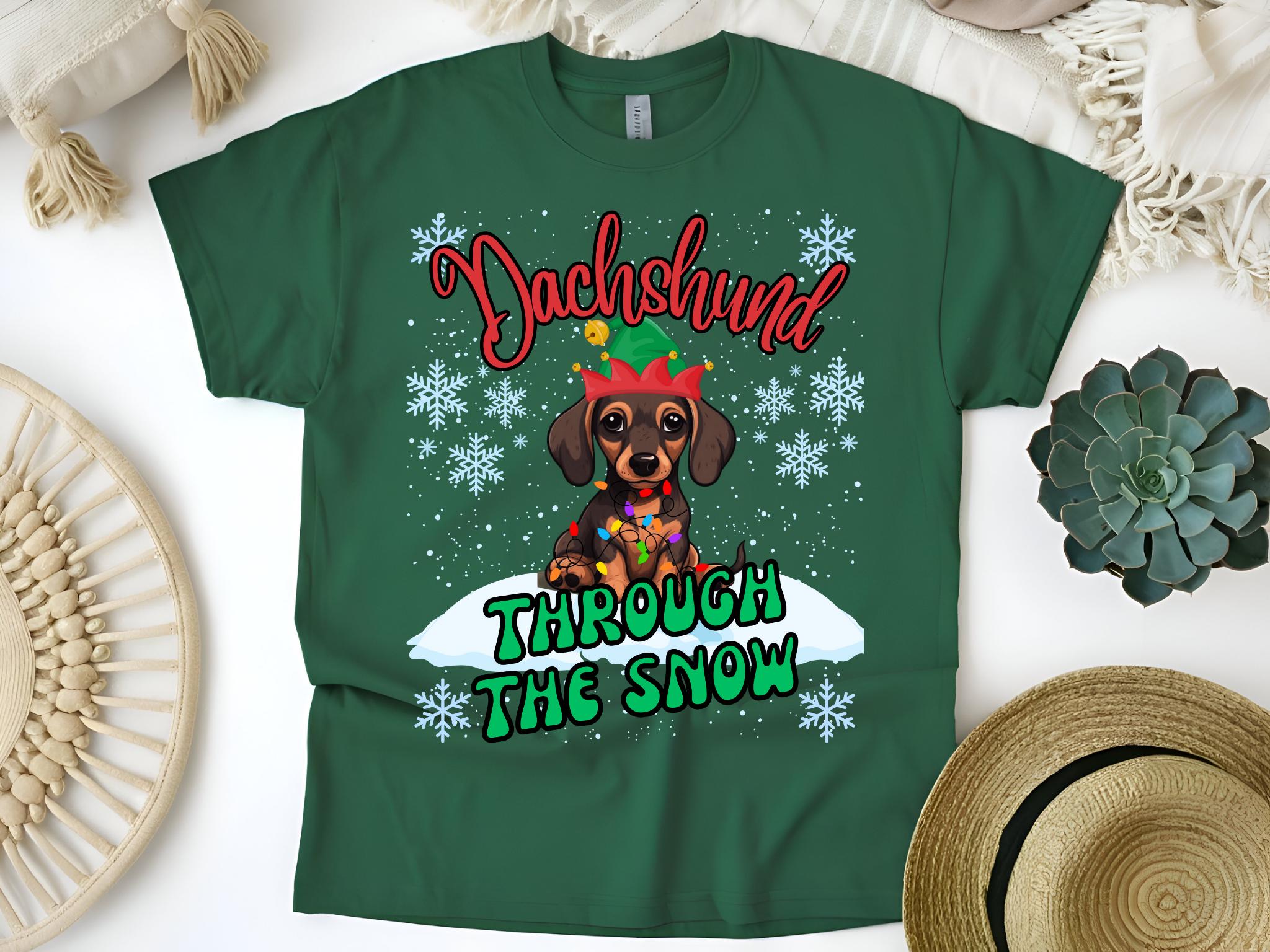 Dachshund Christmas Shirt, Cute Dachshund in the Snow T-shirt, Dachshund Christmas Shirt, Dog Christmas Shirt, Xmas Sausage Dog Shirt