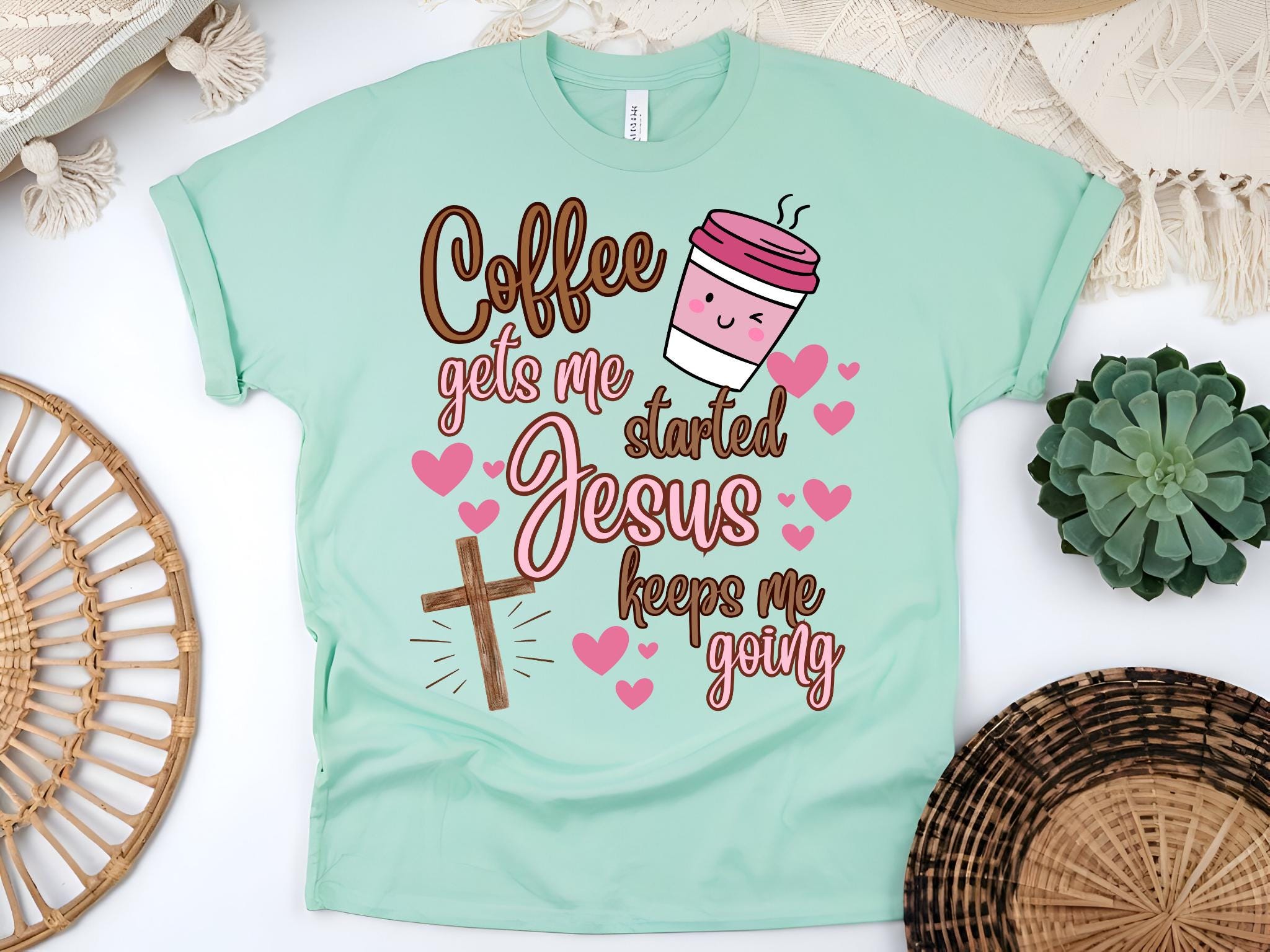 Jesus and Coffee T-Shirt, Christian Coffee Lover Graphic Shirt, Coffee and Jesus Shirt, Christian Shirt, Religious Shirt, Christian