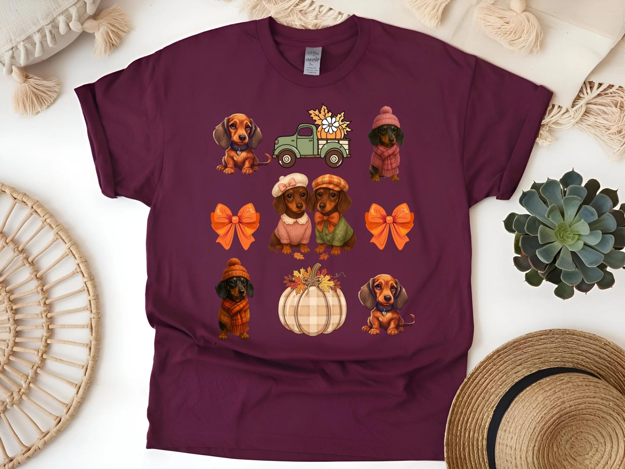 Dachshund Fall Shirt, Cute Dachshund Thanksgiving Shirt, Dachshund Coquette Shirt, Doxie Dog Autumn Tee, Cozy Sausage Dog Shirt, Pet Lover