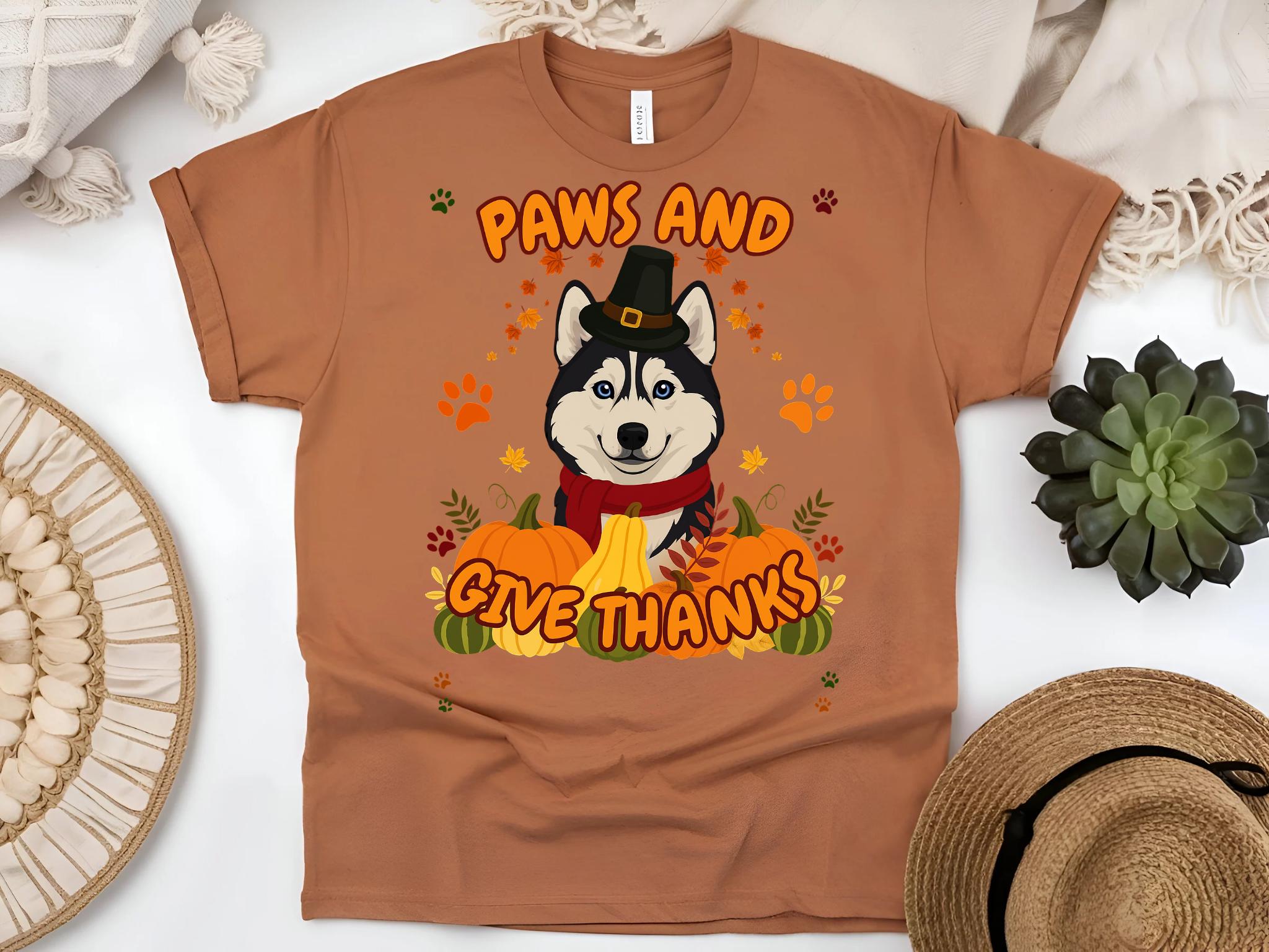Husky Fall Shirt, Husky Fall T-Shirt, Husky Give Thanks, Husky Dog Autumn Tee, Cozy Husky Dog Shirt, Husky Shirt