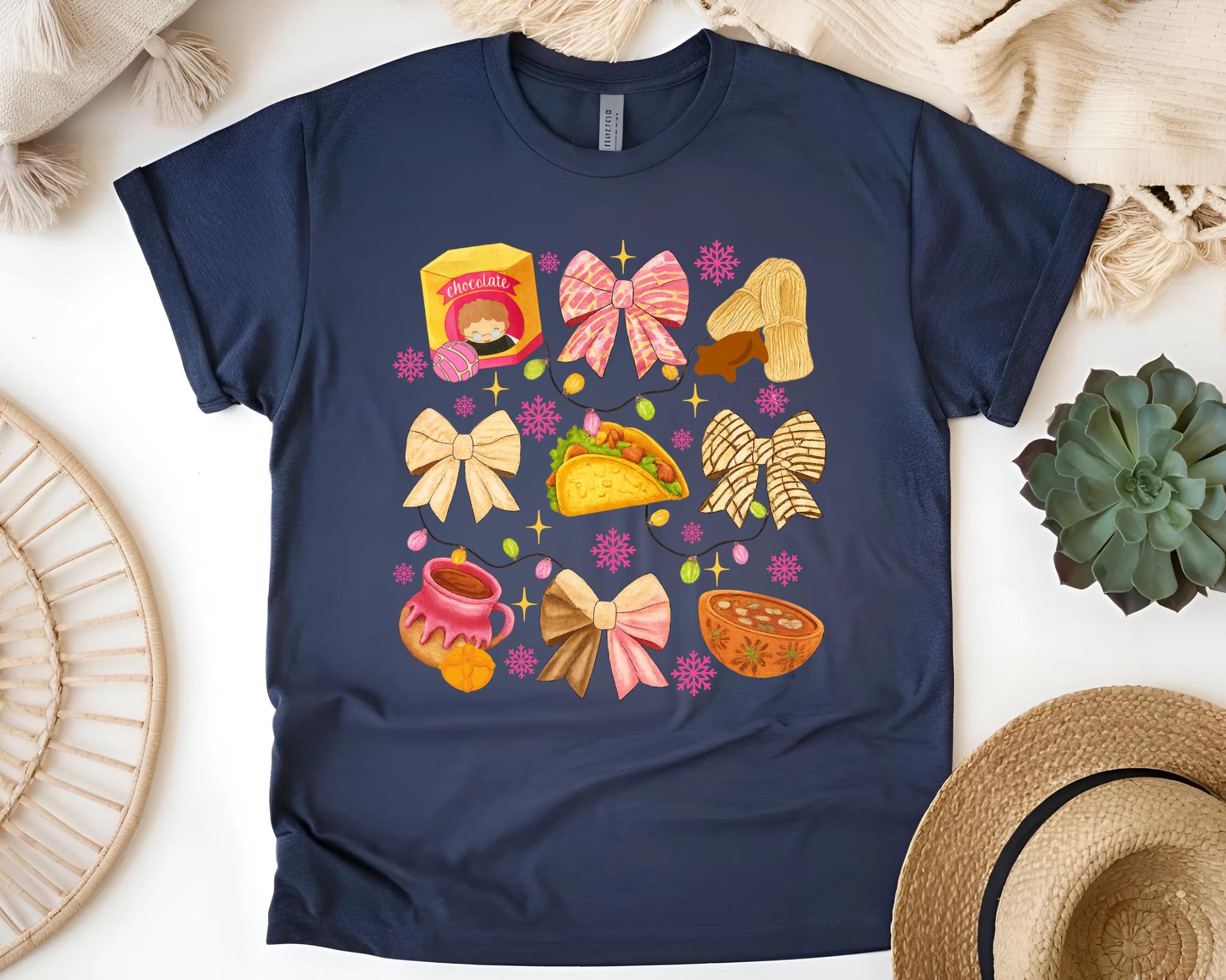 Tis The Season Mexican Christmas Shirt, Mexican Christmas Food Sweatshirt, Xmas Pan Dulce T-shirt, Xmas Tamale Shirt, Christmas Taco Shirt