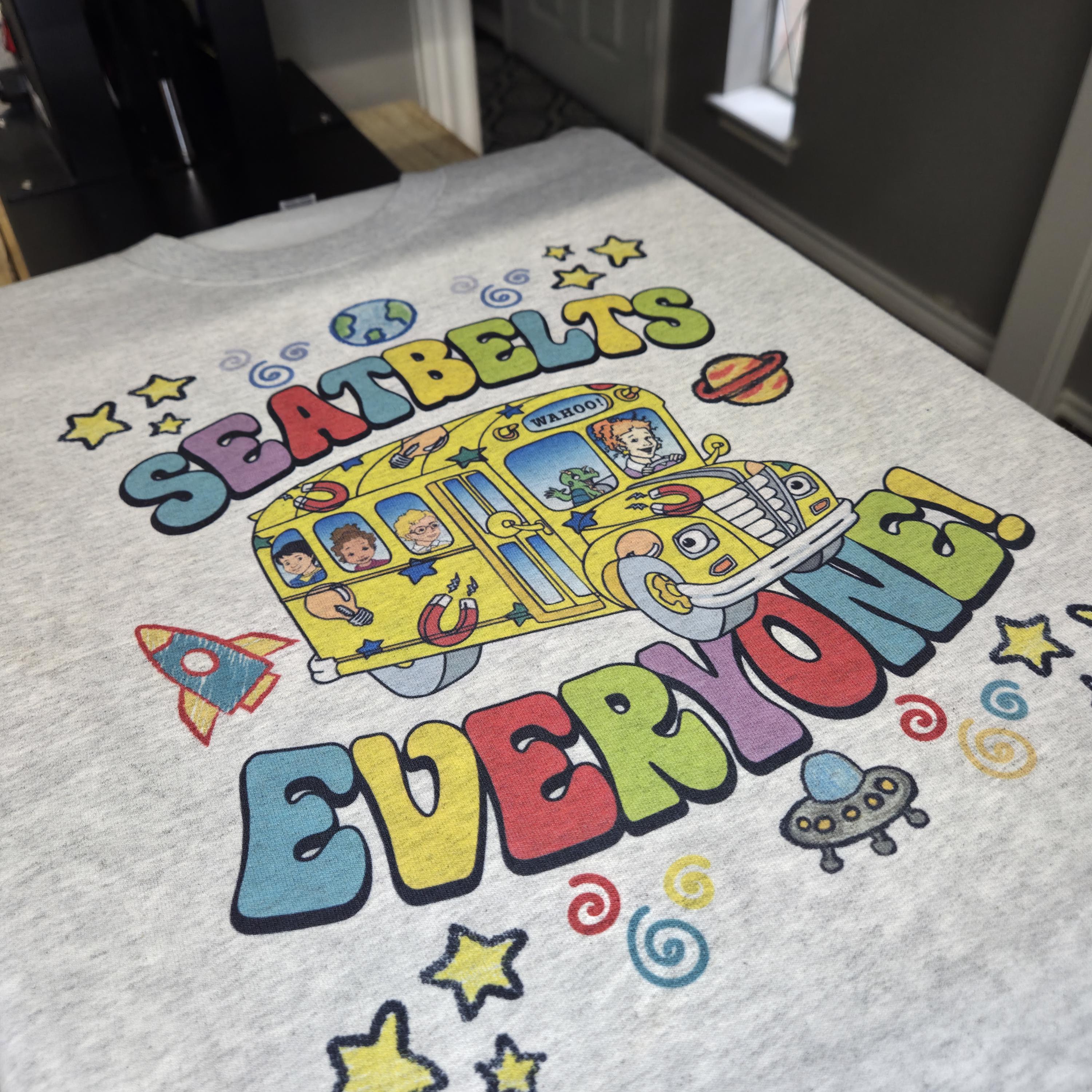 Magic School Bus Teacher Shirt, Seat Belts Everyone Sweatshirt, Teacher Gift, Retro Classroom T-ShirtShirt, Back to School Teacher Shirt