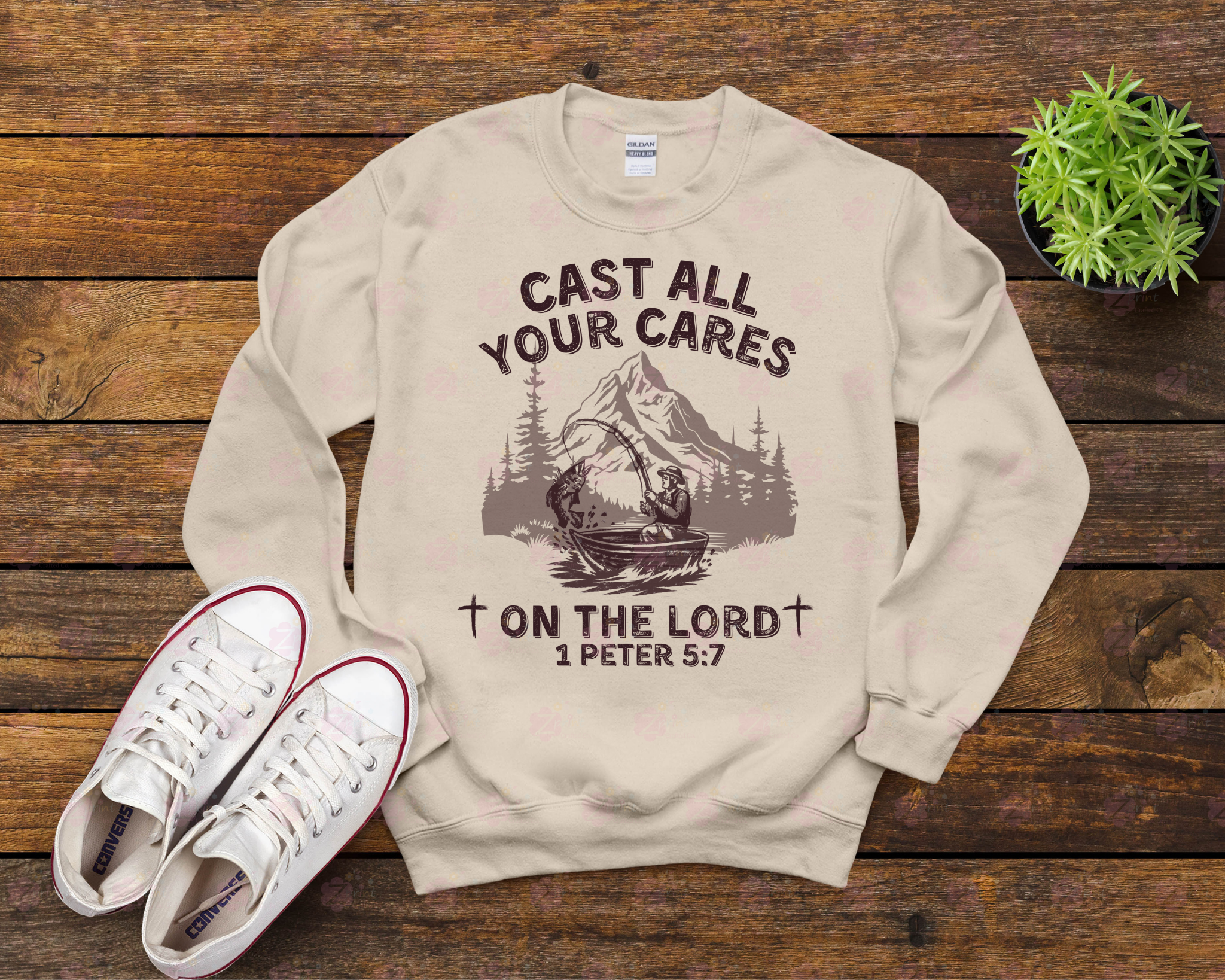 Cast all your Cares on the Lord Graphic Shirt, Faith Sweatshirt,  Faith Apparel, 1 Peter 5:7