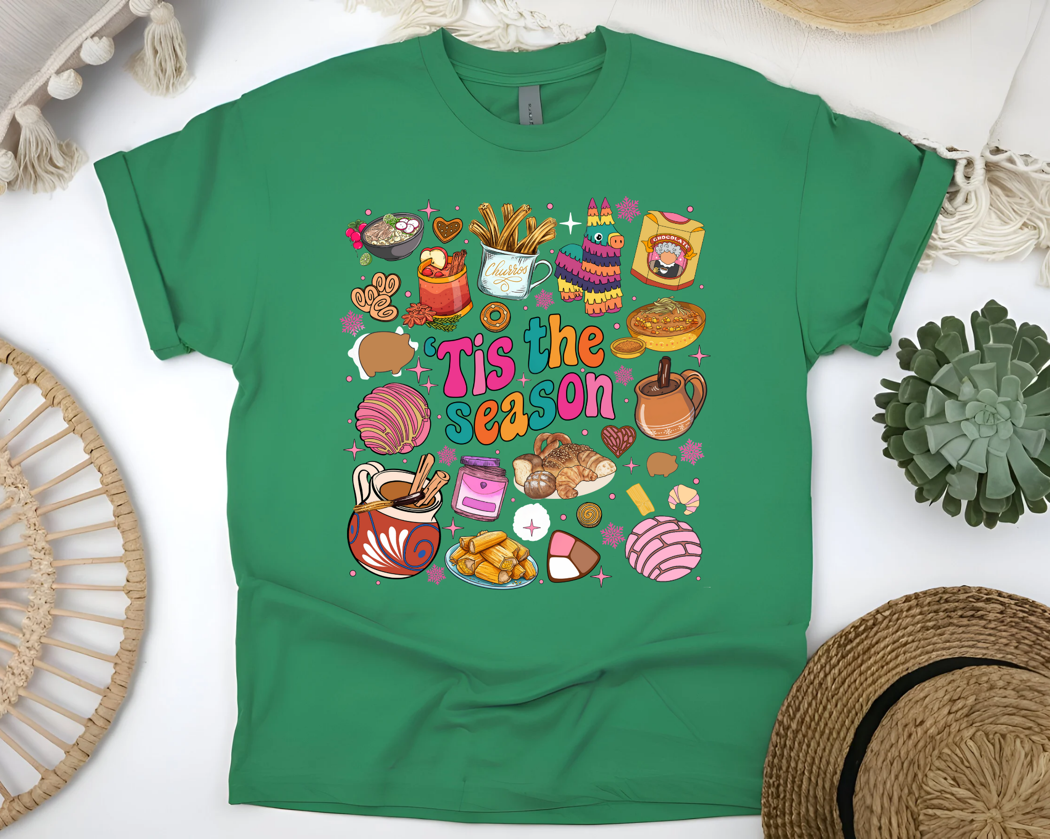 Tis The Season Mexican Christmas Shirt, Mexican Christmas Food, Christmas Sweatshirt, Xmas Pan Dulce T-shirt, Xmas Tamale Shirt, Christmas Abuelita Tee