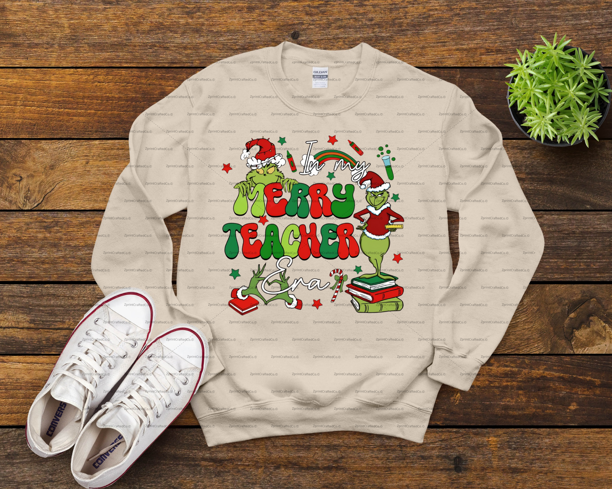 In my Merry Teacher Era Grinch Sweatshirt,  Christmas Grinch Teacher Shirt, Grinch Apparel