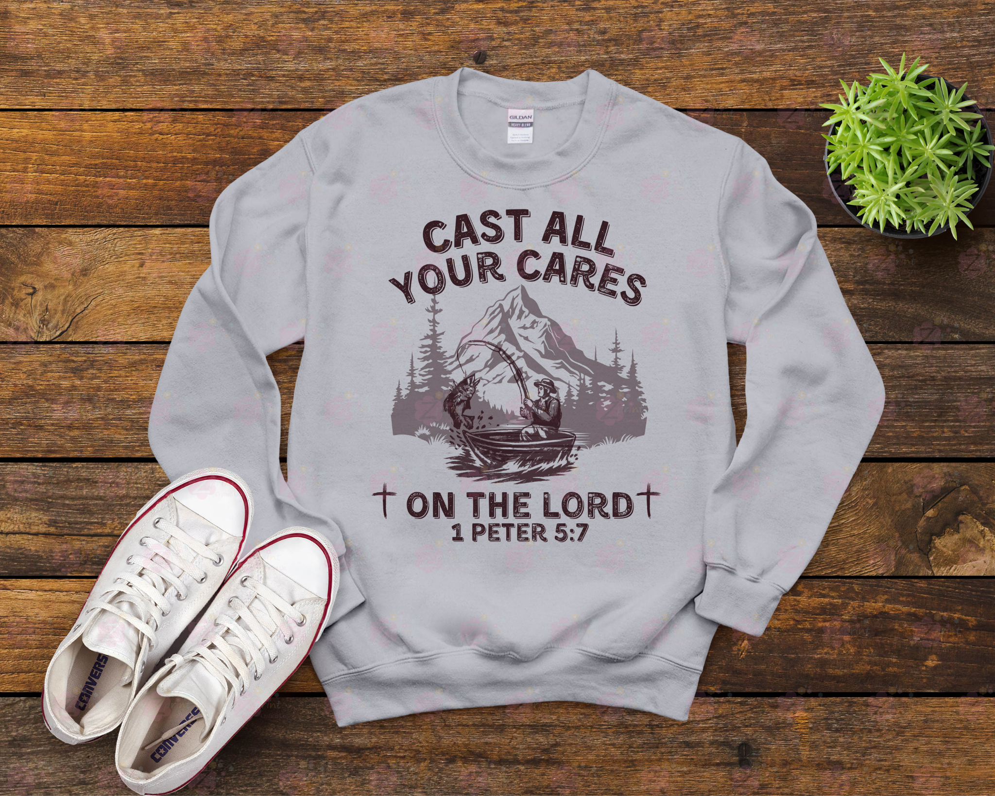 Cast all your Cares on the Lord Graphic Shirt, Faith Sweatshirt,  Faith Apparel, 1 Peter 5:7