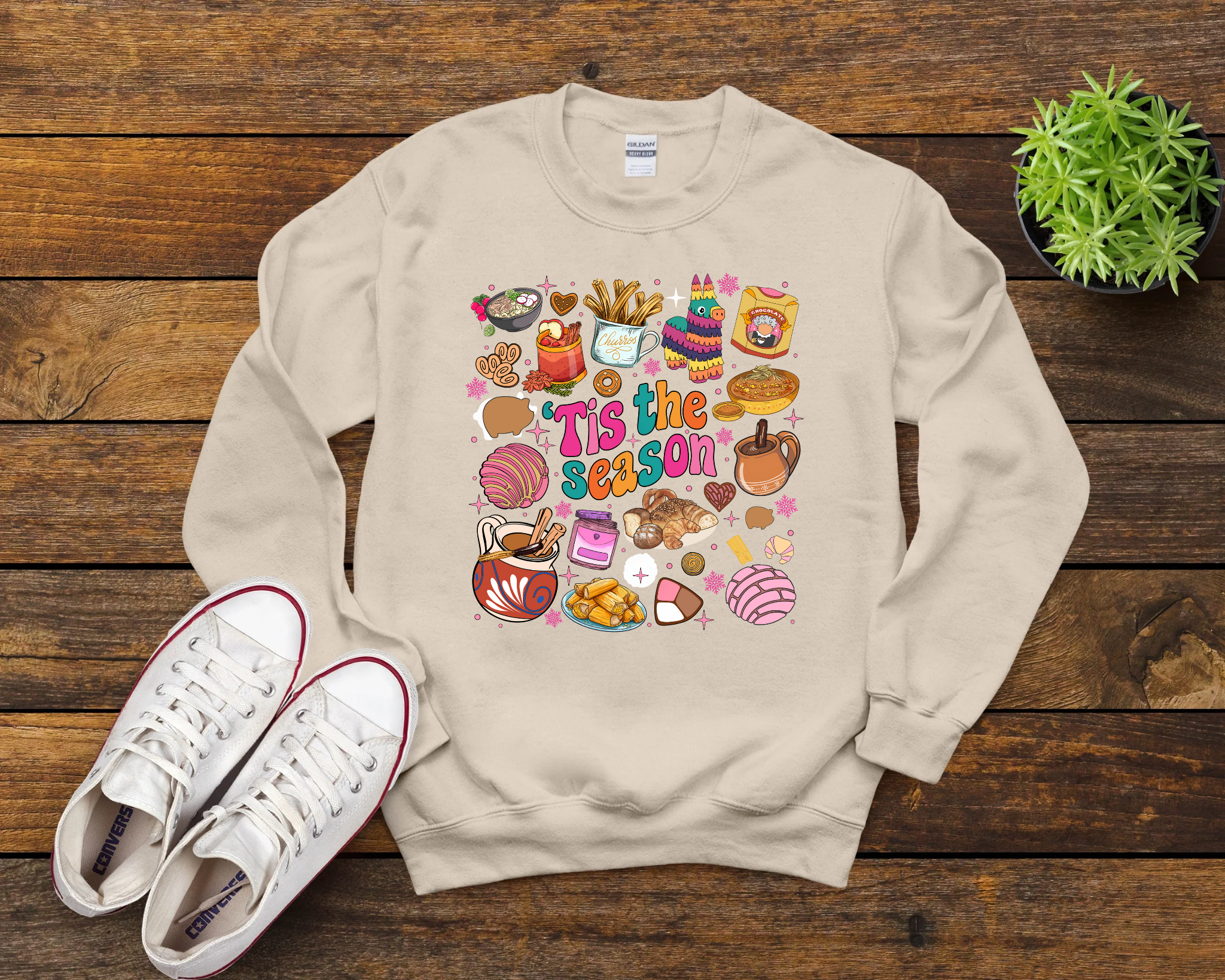 Tis The Season Mexican Christmas Shirt, Mexican Christmas Food, Christmas Sweatshirt, Xmas Pan Dulce T-shirt, Xmas Tamale Shirt, Christmas Abuelita Tee