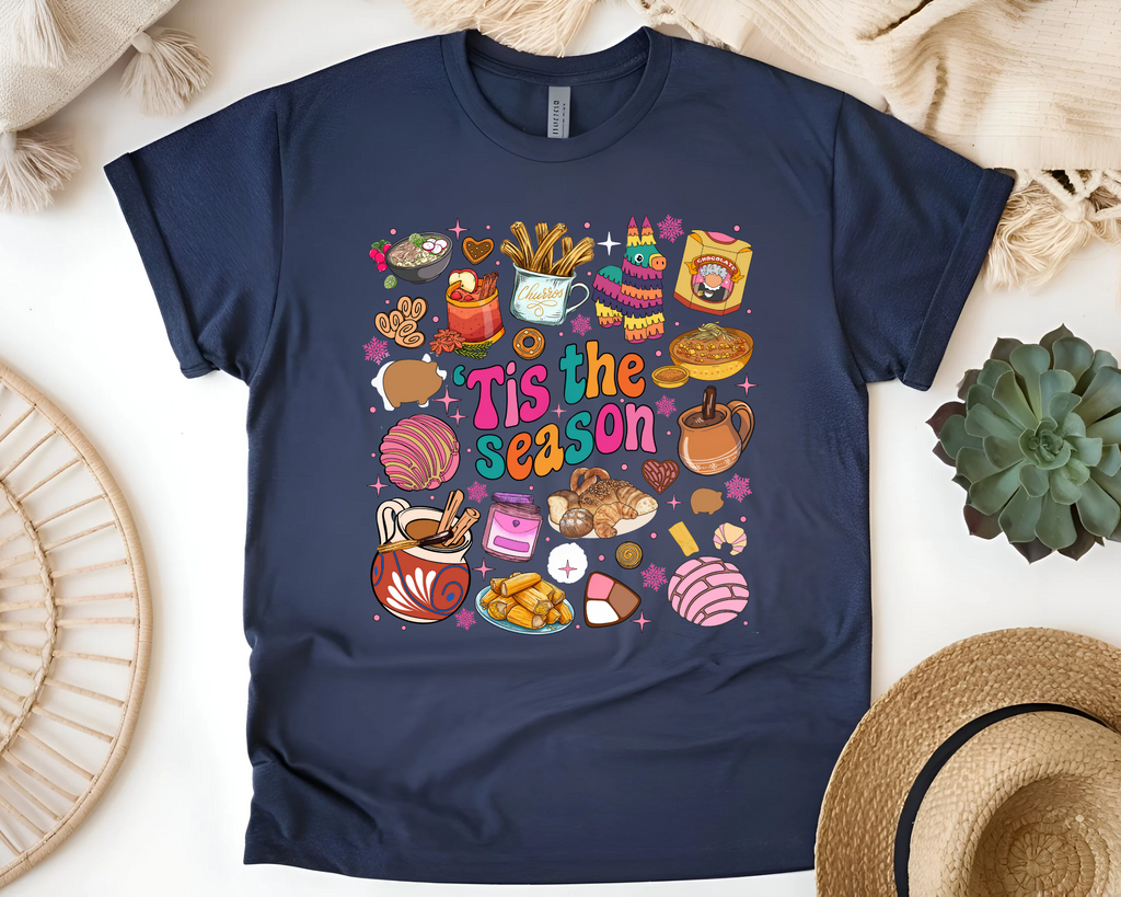Tis The Season Mexican Christmas Shirt, Mexican Christmas Food, Christmas Sweatshirt, Xmas Pan Dulce T-shirt, Xmas Tamale Shirt, Christmas Abuelita Tee