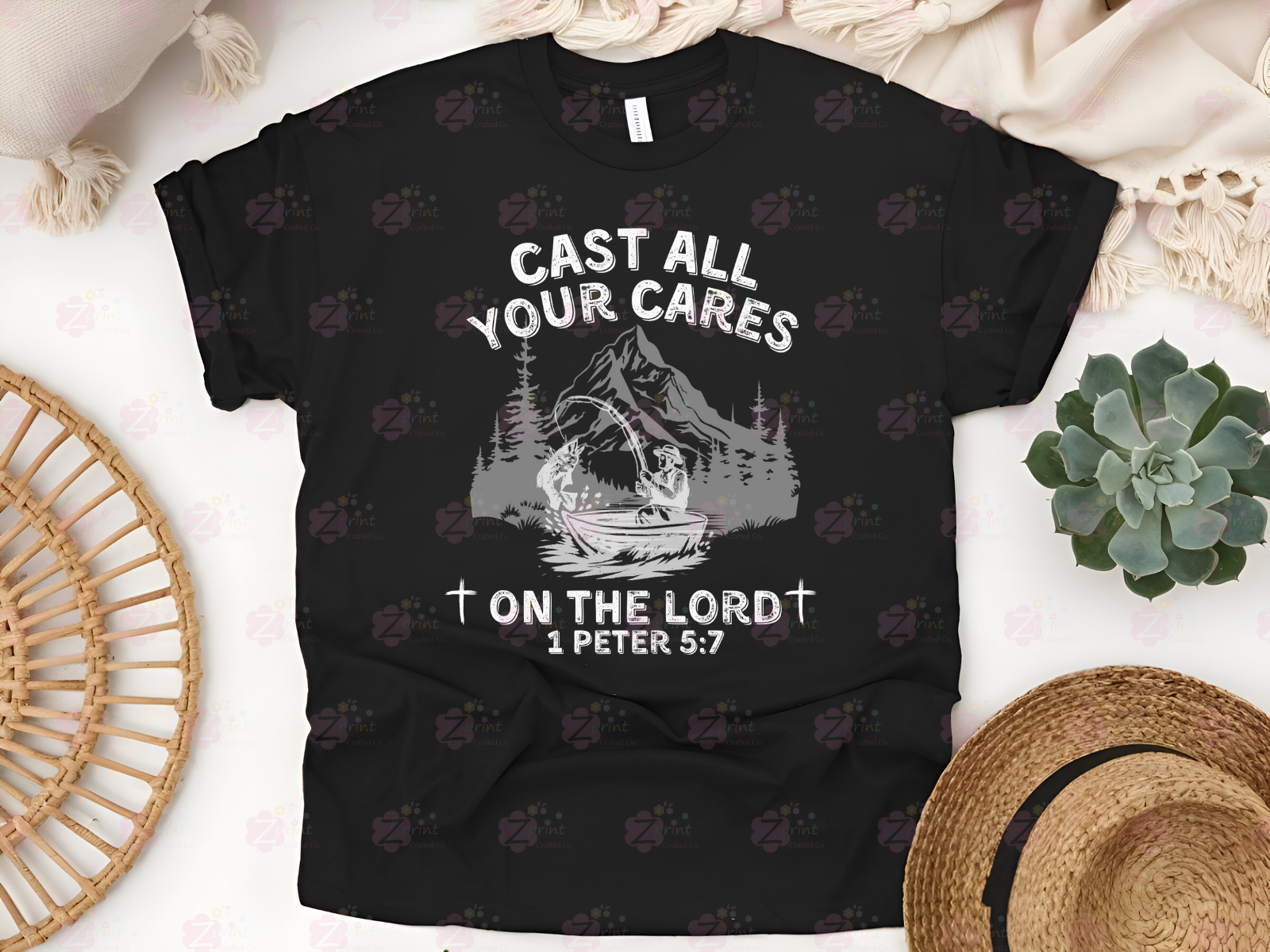 Cast all your Cares on the Lord Graphic Shirt, Faith Sweatshirt,  Faith Apparel, 1 Peter 5:7