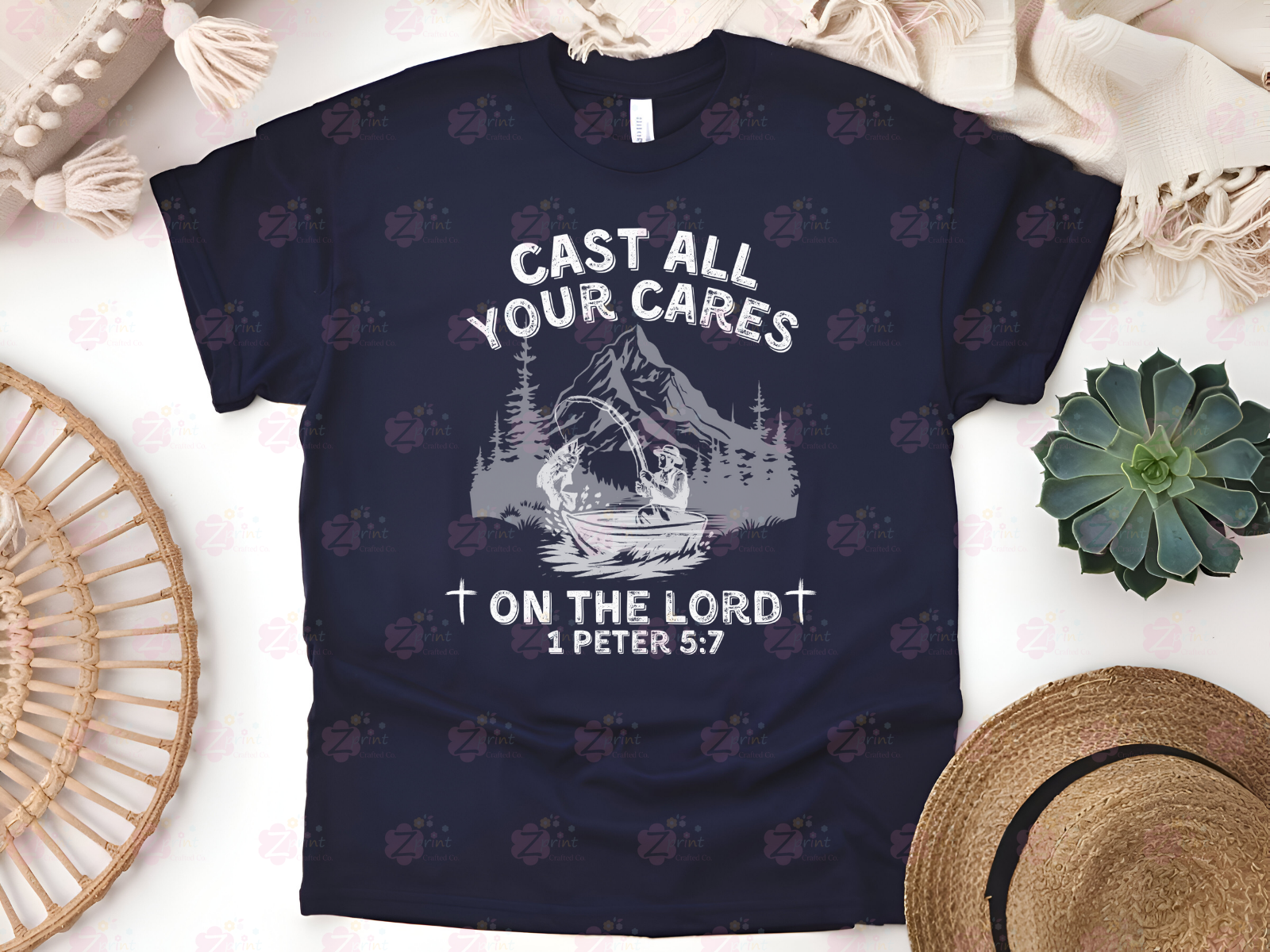 Cast all your Cares on the Lord Graphic Shirt, Faith Sweatshirt,  Faith Apparel, 1 Peter 5:7